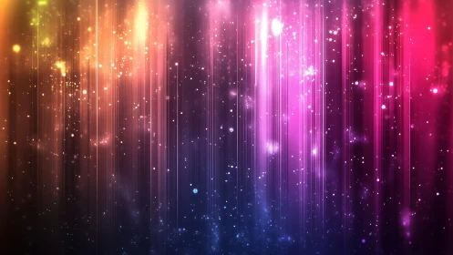Vibrant Abstract Light Streaks and Sparkles Digital Art.