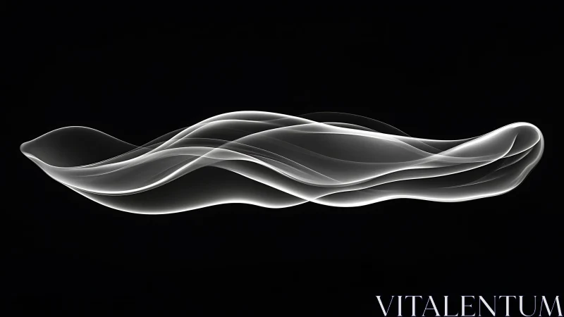 Minimalist monochrome waveform ribbon on black ground.