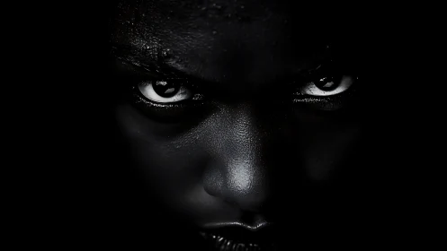 Midnight eyes carve a fierce corridor through the dark