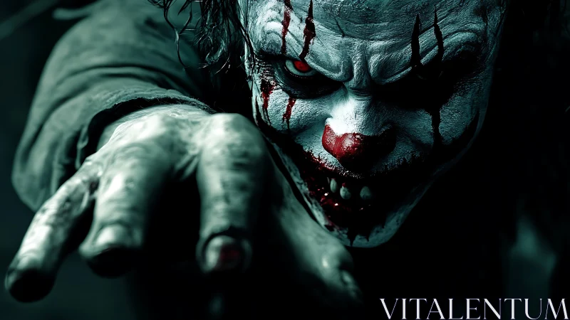 Macabre clown portrait with shallow depth and directional lighting