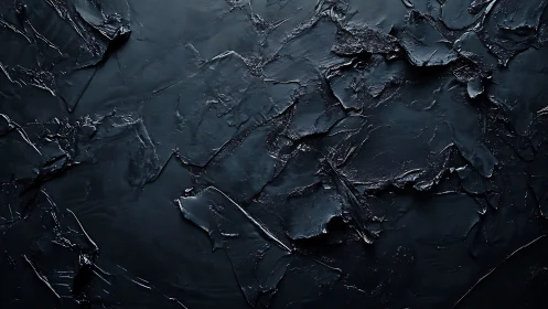 Dark textured surface exhibits layered, irregular strokes