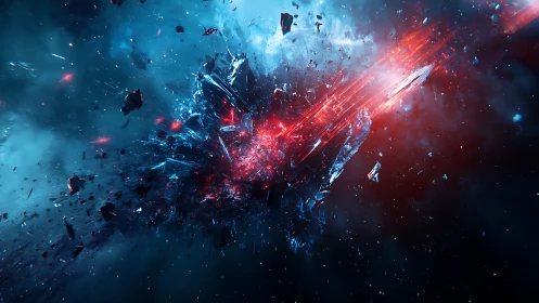 Asteroid fragmentation under relativistic red energy impact field