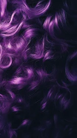 Curled violet hair texture on dark background surface.