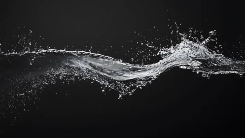 Sweeping liquid ribbon captured in midair motion study.