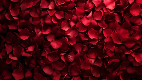 Red Rose Petals Scattered, Dense Romantic Overlay.
