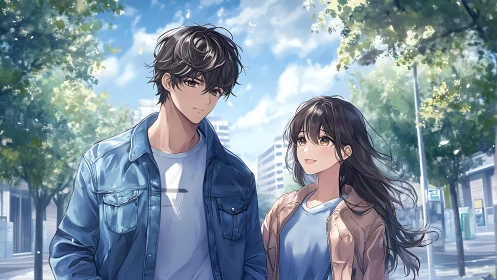 City breeze stitches quiet chemistry between strolling friends