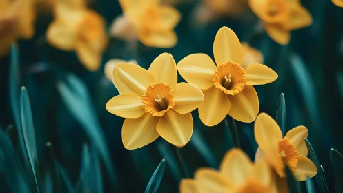 Golden Daffodils Dancing in Spring Sunlight.