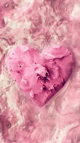 Pink Liquid Heart Flowing Through Abstract Fluid Landscape