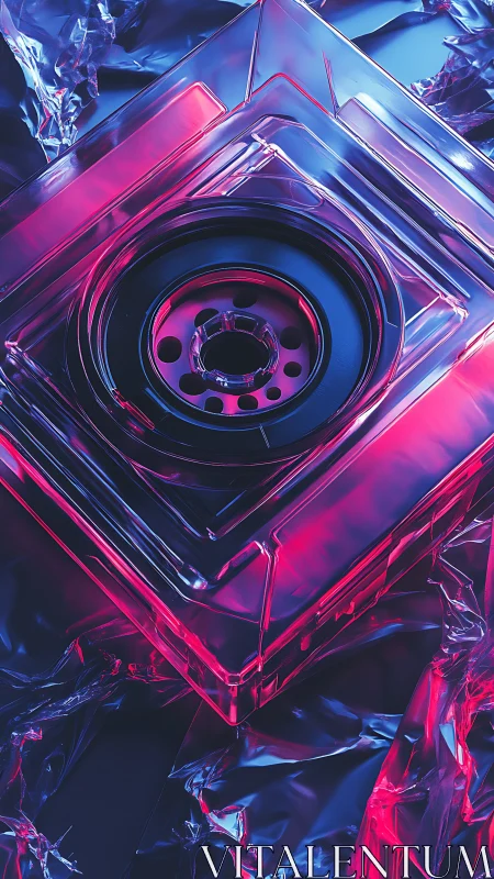 Iridescent neo-futurist lens core encased in prismatic acrylic