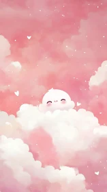 Tiny cloud dreamer peeks through a sugared sunset sky