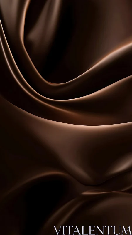 Glossy chocolate-toned draped surface with smooth specular gradients