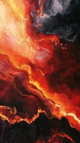 Molten Lava Flows Through Darkness with Fiery Eruptions