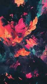 Digital painting abstraction with neon brushwork on dark ground.