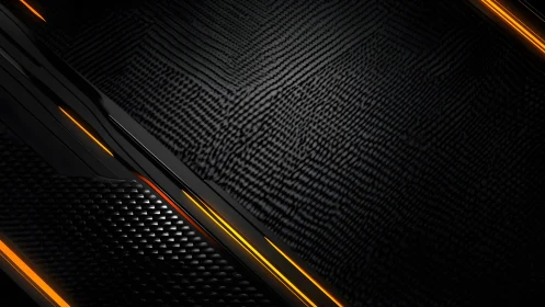 Futuristic carbon fiber texture with glowing orange accents, digital style.