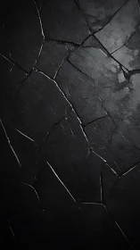 Macro close-up of cracked matte black stone surface texture