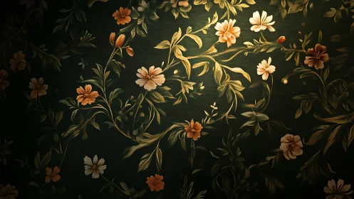 Elegant Garden Blooms Dance Across Deep Green Canvas