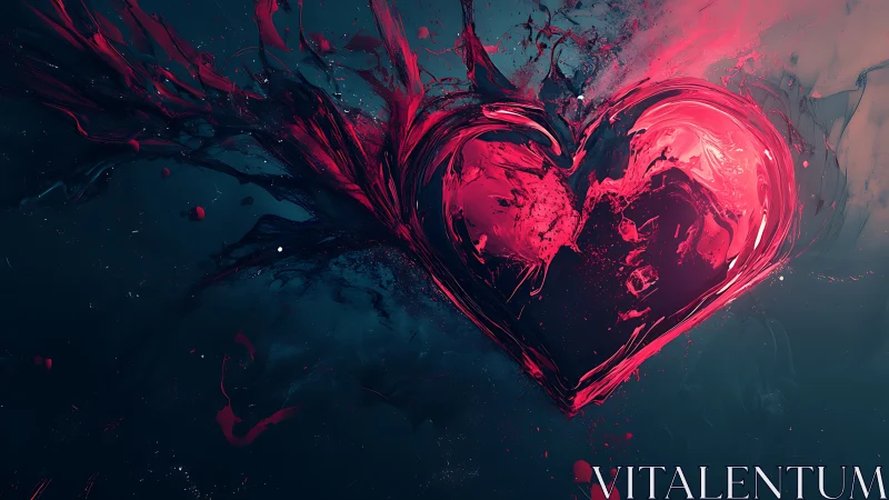 Luminescent Heart Form Deformation Matrix Composition.