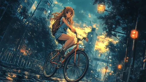 Twilight traffic pauses as a lone cyclist rewrites the city