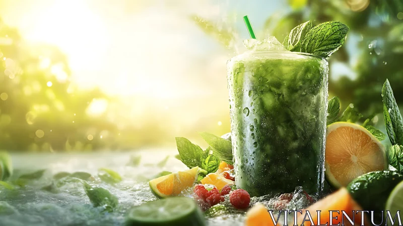 Fresh Mojito Cocktail with Mint, Berries and Citrus.