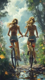 Golden-Haired Cyclists Chase Freedom Through Wildflower Ethereality.