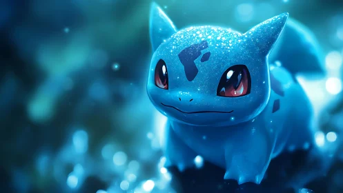 Blue creature rendered in close-up digital illustration