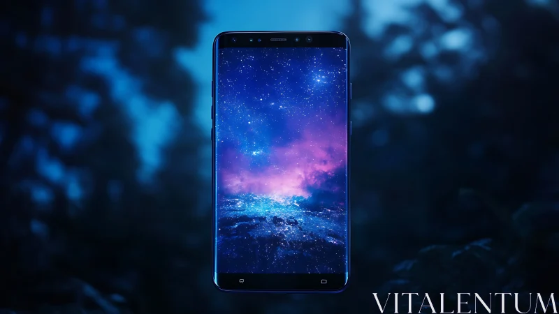 Pocket cosmos igniting a midnight forest of glowing glass.