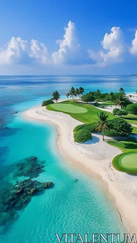 Turquoise fairways flirt with a dreamy sapphire shoreline