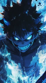 Blueflame berserker grins through storming spectral fire.