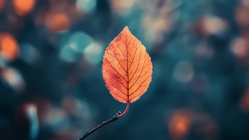 Vibrant Orange Autumn Leaf in Soft Focus Artistic Photography.