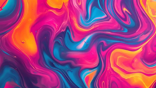 Vivid neon pigment swirls flow across a liquid canvas.