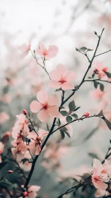 Delicate Pink Blossoms Dancing on Dark Branches in Spring Light