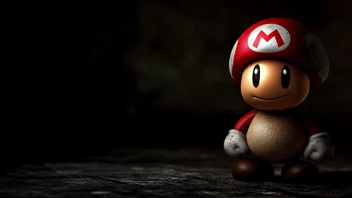 3D character render with dramatic low-key spotlight composition.