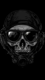 Digital skull portrait with tactical gas mask detailing.
