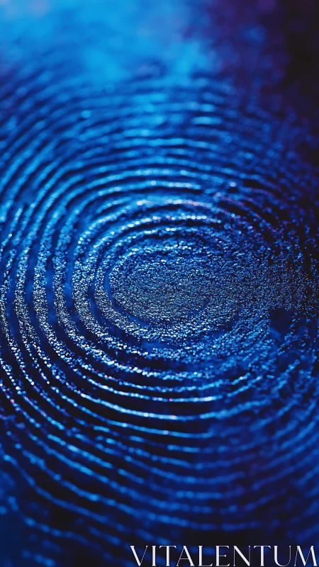 Blue fingerprint macro reveals intricate biometric texture.