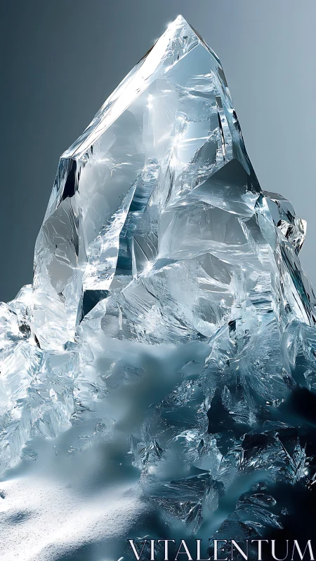Glistening crystal peak catching soft winter morning light.
