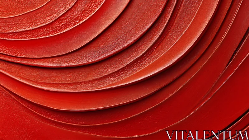 Layered red abstract waves curve in bold textured arcs.