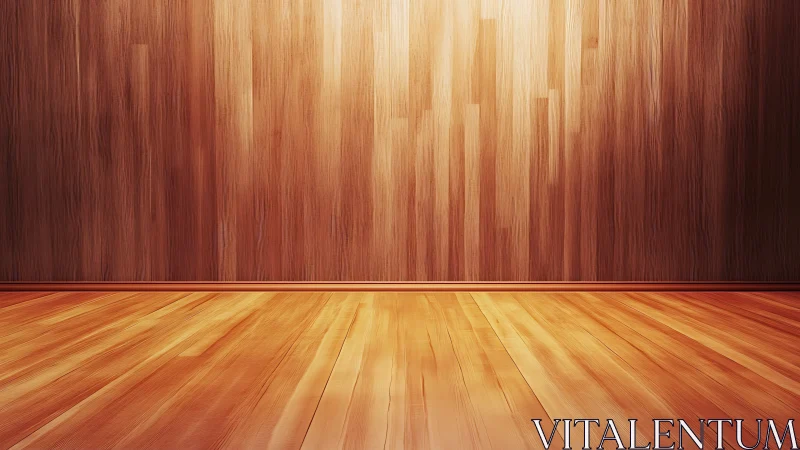 Warm wooden room glows gently with inviting open space