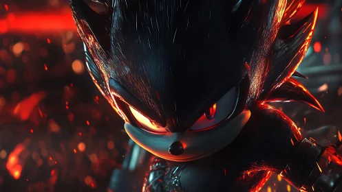 Fiery hedgehog hero charges through glowing embers of night.