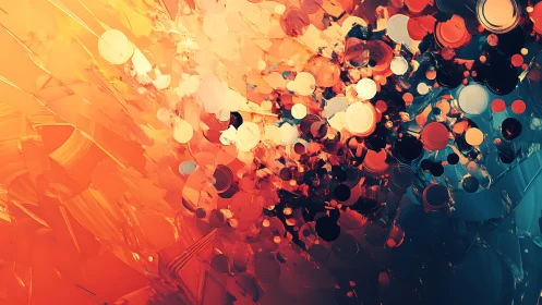 Abstract circular forms in warm to cool color gradient field.