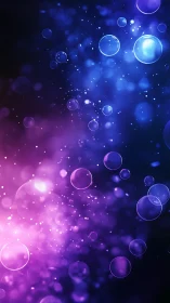Dreamy purple and blue bubble lights drifting in space.
