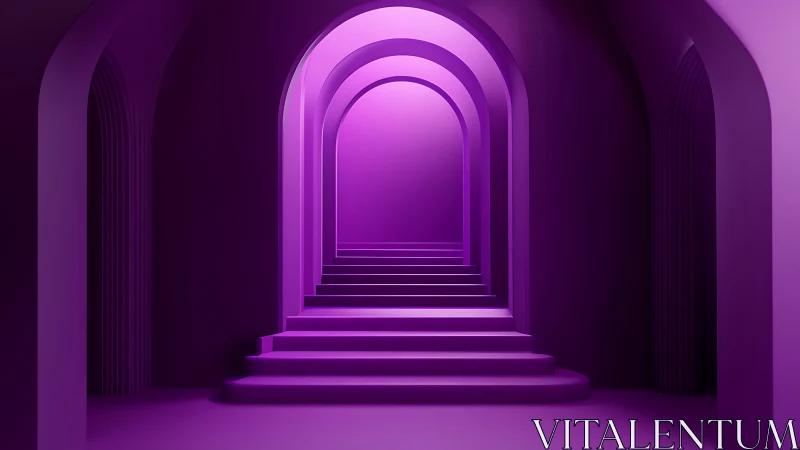 Recessed Architectural Archway with Nested Neon Lighting Framework