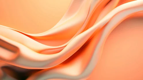 Silken coral waves drifting through a peach sunrise glow.