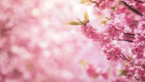 Cherry Blossom Branch in Spring Bloom.