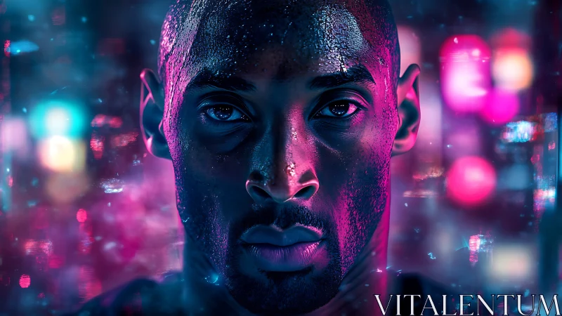 Intense neon portrait glowing with bold city night energy.