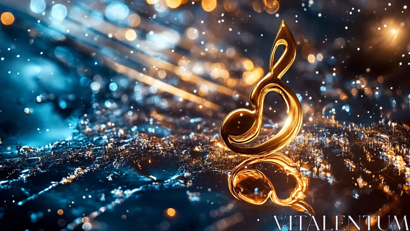 Golden treble heart glows in a glittering bokeh dreamscape.