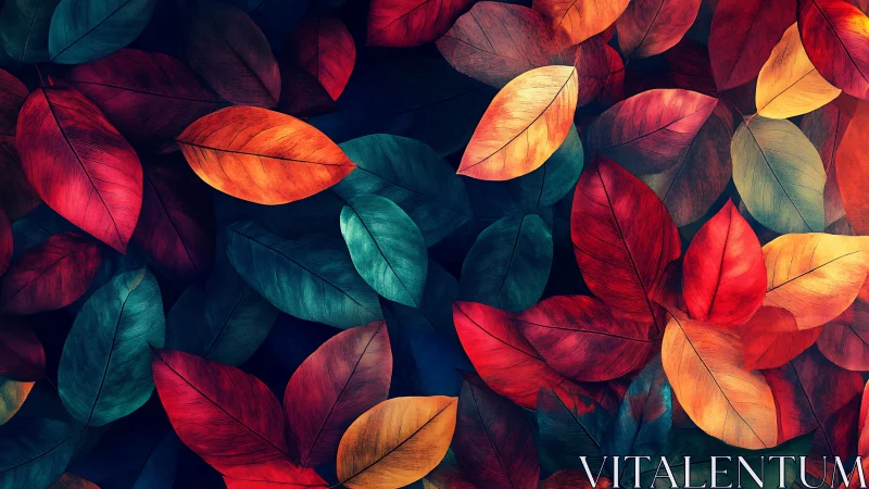Colorful autumn leaves glow softly in a dreamy pattern