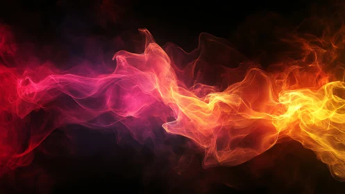 Flowing Fire Waves: Dynamic Red and Gold Energy Streams