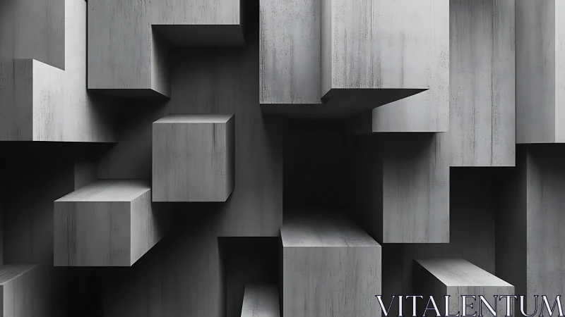 Geometric Concrete Maze of Light and Shadow.