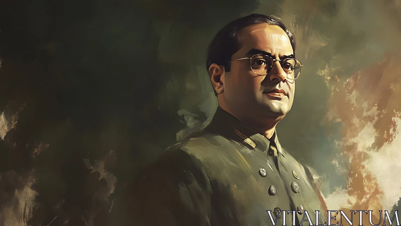 Digital portrait of officer in muted atmospheric field study.