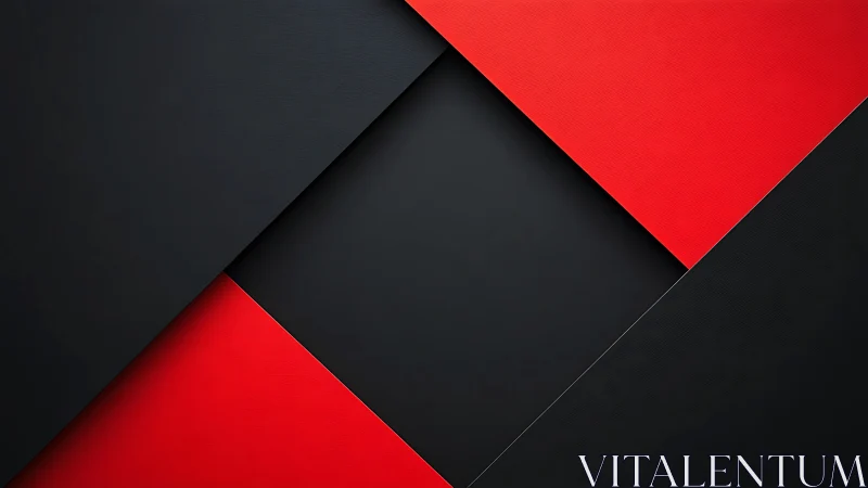 Geometric red and black panels intersect in bold layered symmetry